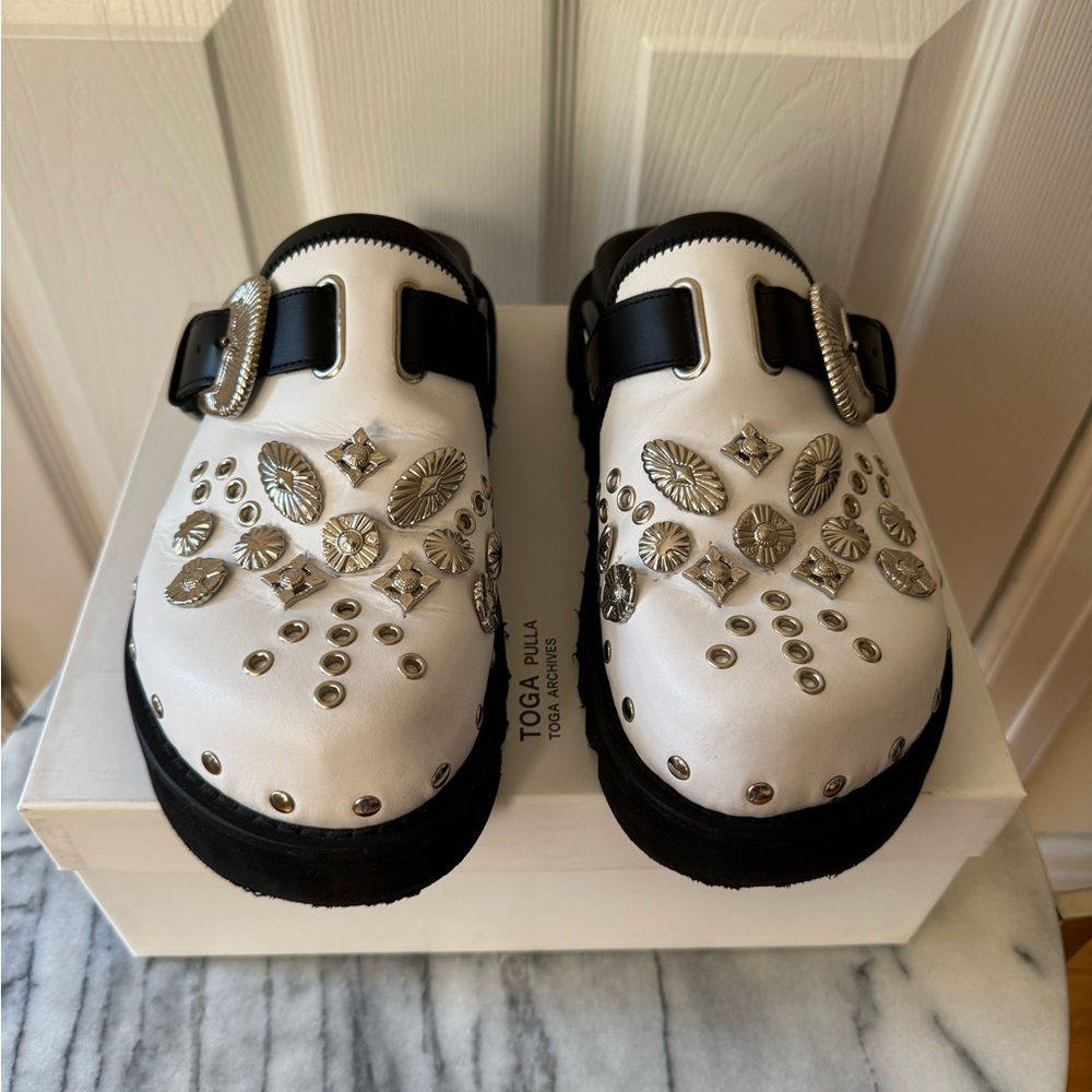 TOGA PULLA White Embellished Loafers